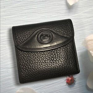 🦆 DOONEY & BOURKE TRIFOLD AWL BLACK LEATHER KISSLOCK POUCH COIN BAG VINTAGE